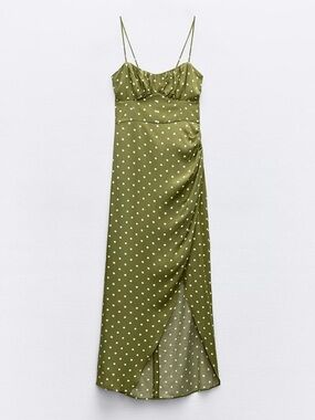 NWT ZARA Dotted Midi Corset Dress